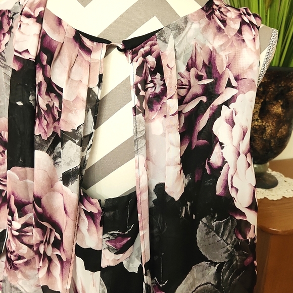 Ashley Stewart Plus Size Maxi Chiffon Floral Hi-Lo Hem Dress - Picture 9 of 16